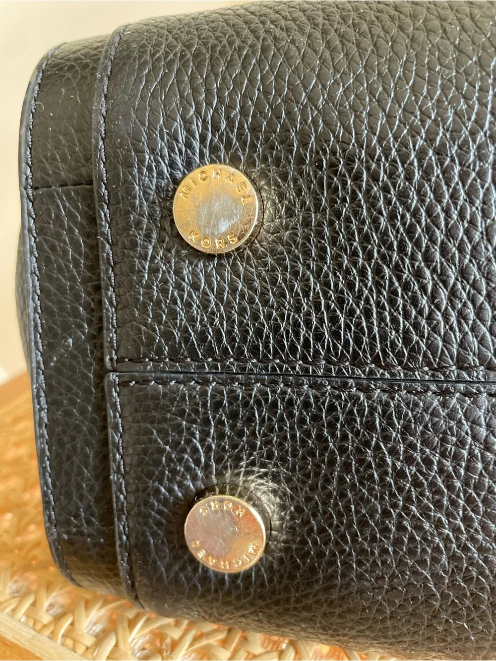 Michael Kors Newbury Medium Chain Black Pebbled Leather Shoulder Tote